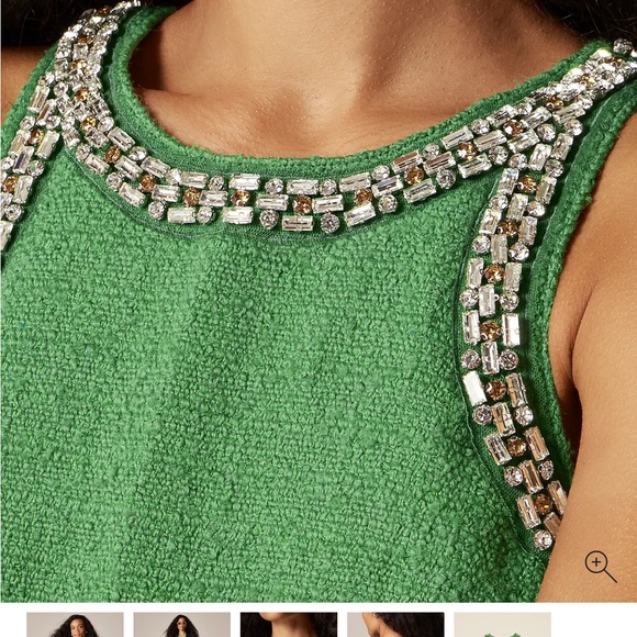 J. Crew Green Fields Rhinestone Embellished Sleeveless Tweed Tank Top Size 2 NWT - Picture 2 of 10